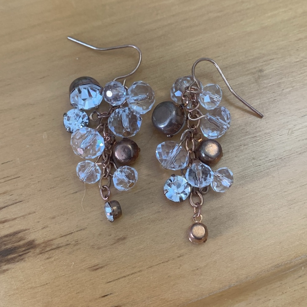 Crystal gold tone Drop dangle Earrings french hook costume jewelry - Picture 3 of 4